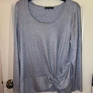 INC International Concepts Silver Long Sleeve Silver metallic top